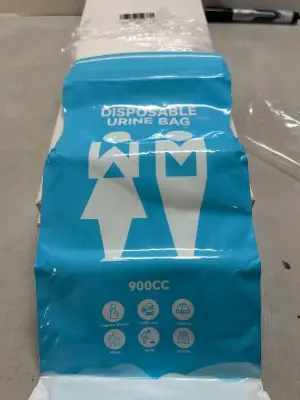 lot of disposable urine bags