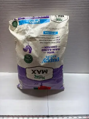 12pb Nutro puppy recipe exp:05/26 (had small hole that has been taped)