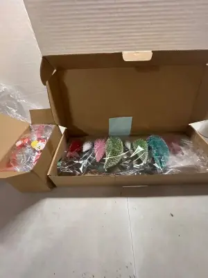 christmas decor and 84 ct stocking stuffers