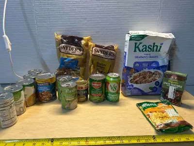 Cereal, canned food and pretzels ( all Indate)