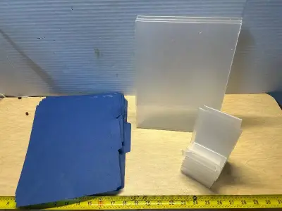 Manila folders and acrylic poster holders