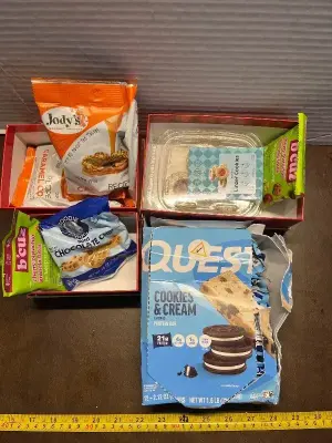 12ct opened quest protein bars exp10/26 & variety snacks