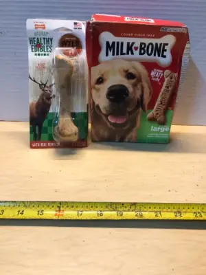 Two Natural Venison bones , Box Milk Bone large  (opened) exp:09/29/2026