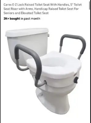 Locked raised toilet and with handles