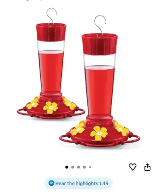 5 2 packs 10 oz plastic humming bird feeders