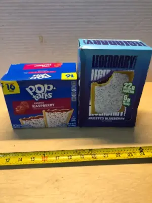 Pop Tarts 16 count Raspberry exp:10/05/2026, Legendary protein Pastry 8 count blueberry exp:02/24/2026