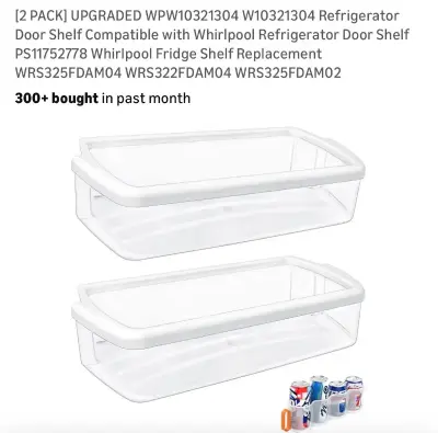 2 refrigerator door shelving with can holder
