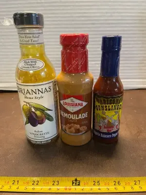 vinaigrette dressing , remoulade sauce & chipotle habanero pepper sauce mostly in date