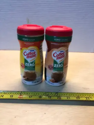 Coffee mate zero sugar hazelnut exp:06/04/2027, coffee mate zero sugar vanilla caramel exp:09/03/2027