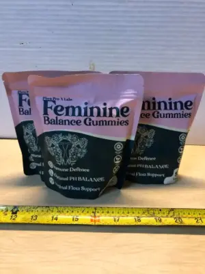 Feminine balance gummies 3 bags 90 gummies each exp:05/27/2027