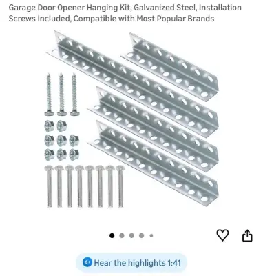 galvanized, steel garage door opener, hanging kit 2 ct