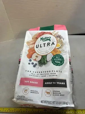 two 3 1/2 pound bags of nutro ultra toy breed dog food