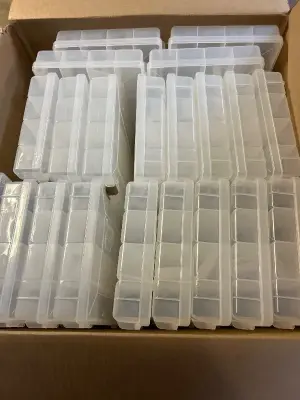 A lot of plastic organizers