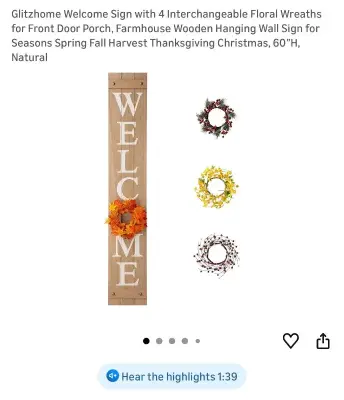 welcome sign with interchangeable accessories