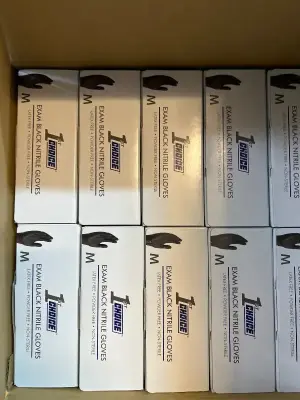 10 boxes of 100 black exam gloves latex free