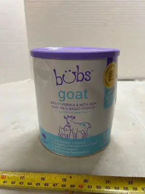 20 ounce can of Bubs goat infant formula with iron goat milk based powder
