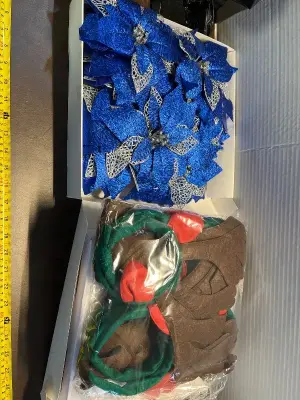 artificial flowers & Christmas reindeer headbands