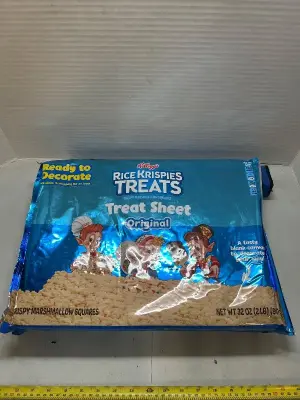 three 32 ounce rice crispy treats sheet