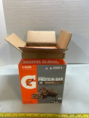 3 six pack boxes of Gatorade, protein bars 12/25