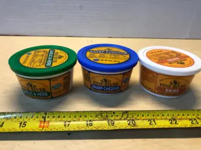 8 oz garlic and herb cheese spread exp:02/13/2027, 8 oz sharp cheddar cheese spread exp:04/17/2027, 8oz Swiss cheese spread exp:07/07/2026