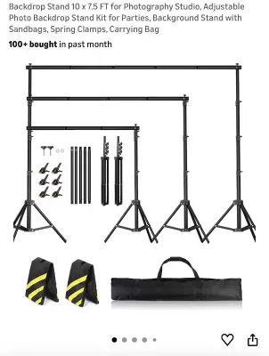 10’ x 7 1/2’ backdrop stand for parties