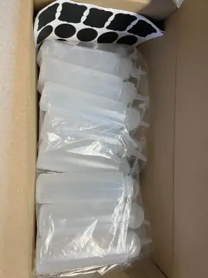 4ct of packs plastic bottles with lids and labels