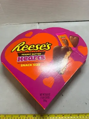 1 pound of Reese’s peanut butter, hearts, snack size