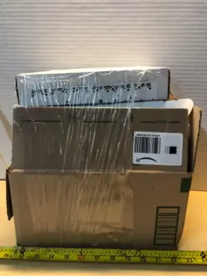 Box of artificial flowers