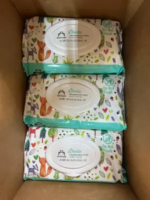 six packs of gentle fragrance, free baby wipes