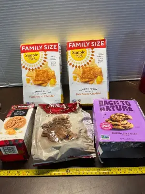 bundle of crackers & cookies (mostly in date)