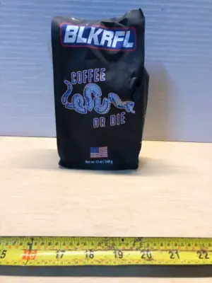 BLKRFL coffee or die while bean coffee 12 oz