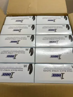 10 boxes of 100 exam black nitrile gloves size medium latex free