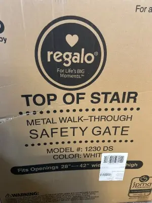 top of stair metal walk-through safety gate