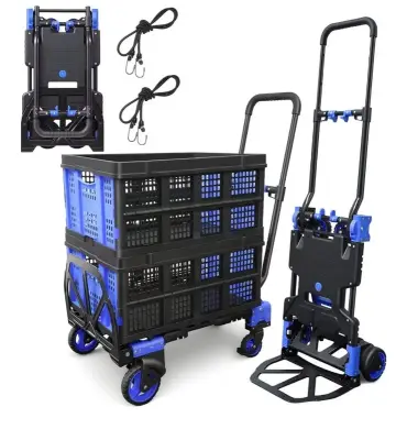 two in one folding handtruck with two folding baskets