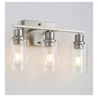 three light brush, nickel vanity, lights, light fixture