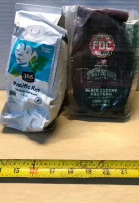 2 bags 10oz 365 pacific rim ground coffee exp:02/07/2026, 12oz black cherry  ground coffee