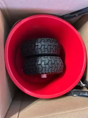 an even spread with 9 inch wide pneumatic tires