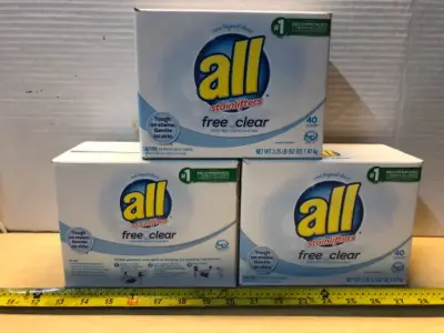 3 boxes 52oz each all free and clear laundry detergent