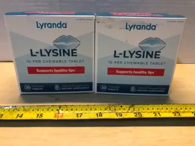 4 boxes l-lysine 20 chewable tablets each box for healthy lips