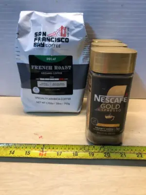 28oz San Francisco Bay ground coffee exp:02/12/2026, 3 jars Nescafé gold espresso exp:07/21/2027