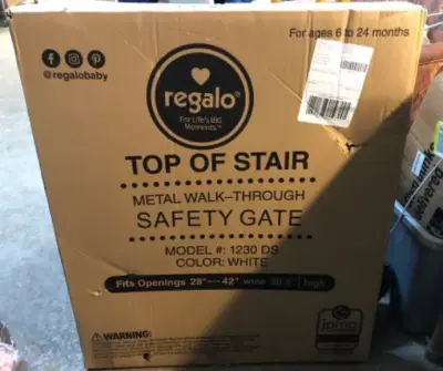 Top of stair metal walk thru safety gate fits opening 28-42” wide 30.5” high