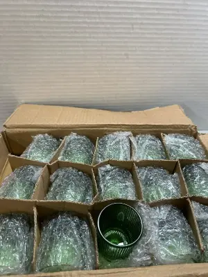 30 green ribbed candle holders