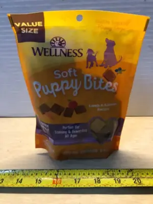 4 bags soft puppy bites exp:01/08/2027( opened)
