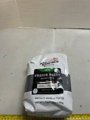 28 ounces of decaf French roast ground coffee, dark roast