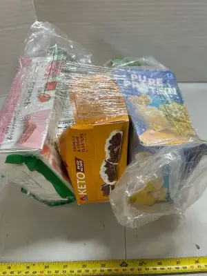 assorted protein, energy bars, various dates