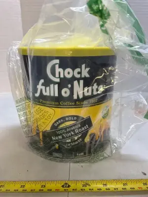 Chuck full o, nuts, premium coffee, dark roast, dark bold and intense New York roast 14.5 ounces