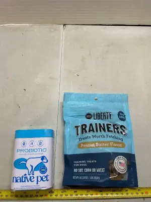 4.1 ounce of native pet probiotics 6 ounces of peanut butter, flavored dog treats no soy corn or wheat