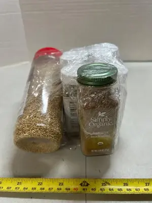 four count everything but the bagel seasoning jar of roasted sesame seeds and baharat seasonings