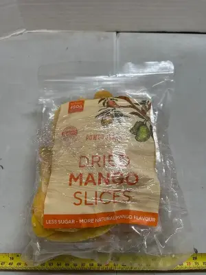 two bags of dried mango slices shelf life of 18 months