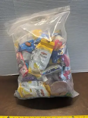 big bag of various snacks